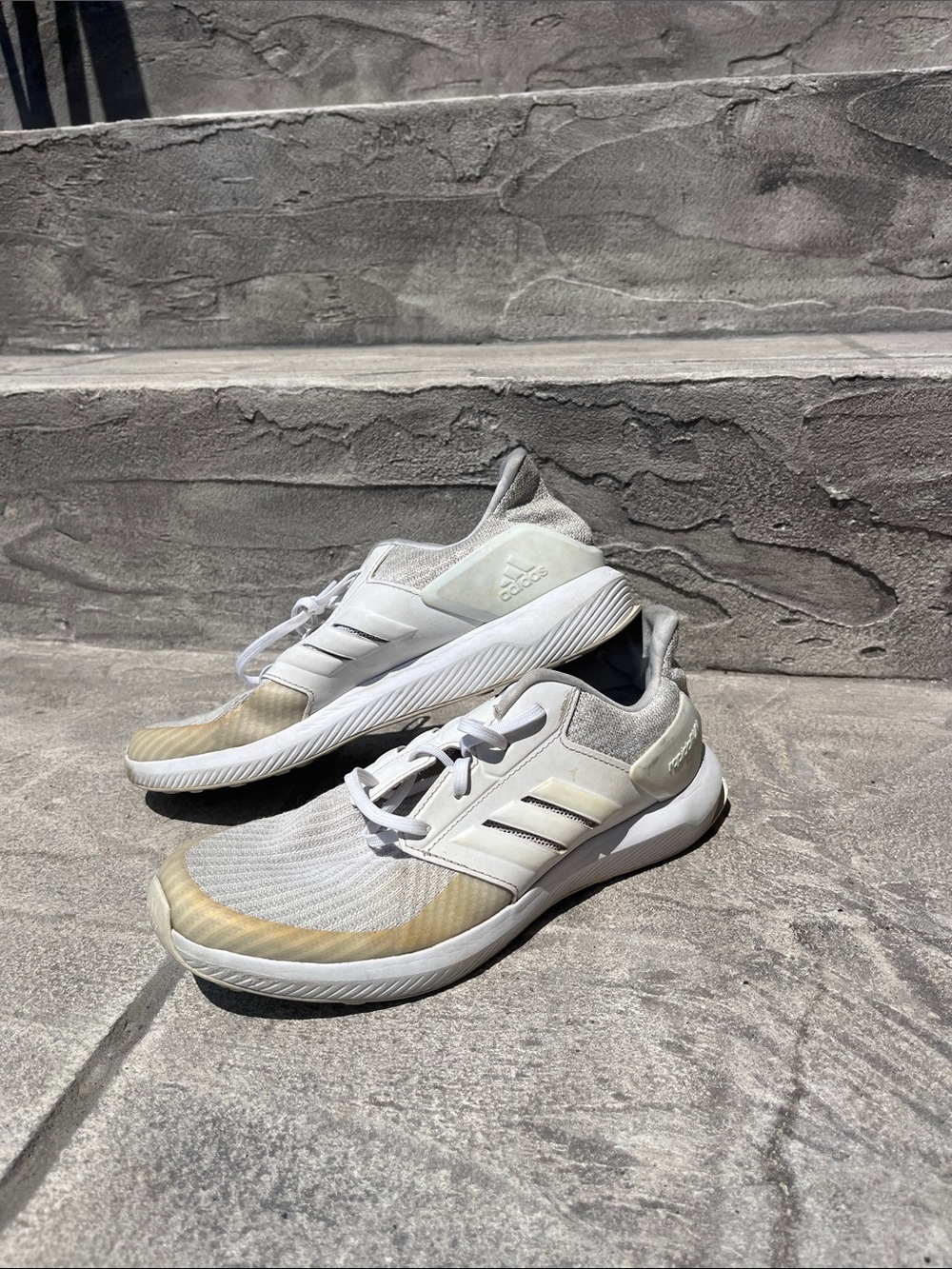 Adidas Running Sneakers in White and Beige-Tan